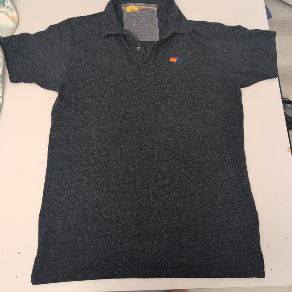 Aviator Nation Dark Gray Polo Large Men